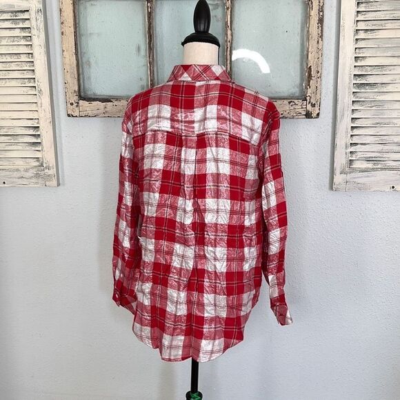 Style & Co Womens Shirt Button Down Long Sleeve Checkered Red Size 0X NWT - Picture 5 of 10
